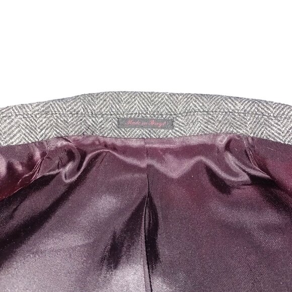 Wool VTG Foreman & Clark Men's Size L Herringbone Classic Tweed Retro Coat - Picture 10 of 10